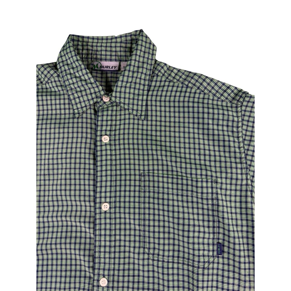 Hurley Green & Navy Striped Button Down Sz L Street Culture Collection
